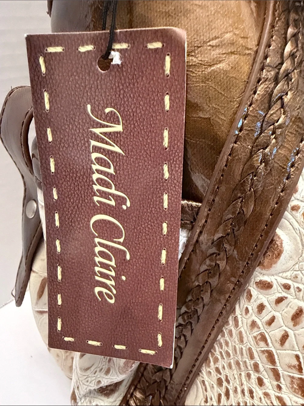 Madi Claire Genuine Leather Croc-Embossed Shoulder Bag